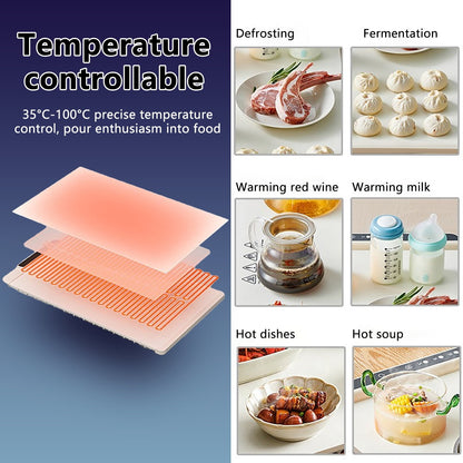 Food Warming Mat - Fast Heating Silicone Electric Warming Tray with 10 Level Temperature, Raised Feet Protects Table, Roll Up Buffet Hot Plates Heat Pad, Portable Food Warmer for Parties Home Travel