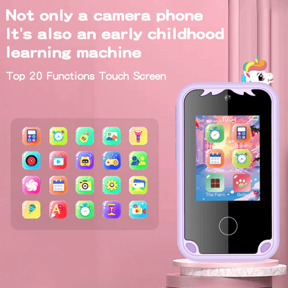 WHATOOK Kids Smart Phone for Boys with 32G Card , Christmas Birthday Gifts for Age 3-10 Kids Toys Cell Phone, 2.8" Touchscreen Toddler Learning Toy, Dual Lens, Music Player Purple