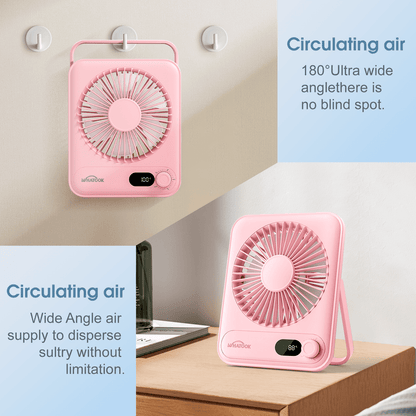 Desk Fan Battery Operated, Portable USB Rechargeable Fan, 5000 mAh 180° Quiet Personal Fan With Power Display, 100 Speeds Adjustable Table Fan for Desktop, Home, Travel