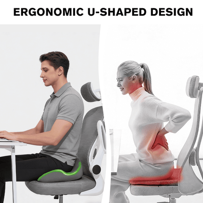 Henotian Memory Foam Seat Cushion for Office Chair, Extra-Thick Ergonomic Chair Cushion for Tailbone, Sciatica & Back Pain Relief, Non-Slip Car Seat Pillow Gray