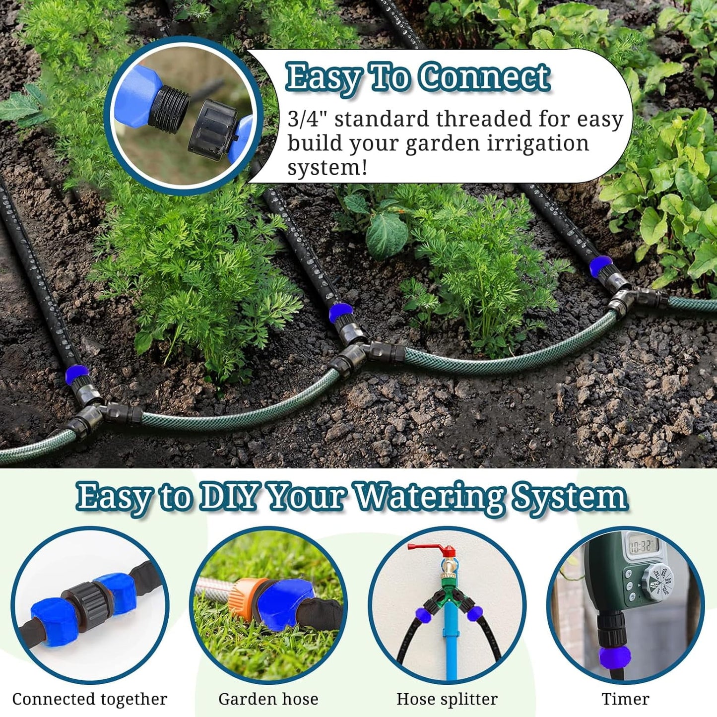 Flat Soaker Hose 50ft 2 Pack for Garden Beds, 50ft 1/2" Linkable Consistent Drip Irrigation Hose Save 80% Water, Leakproof Heavy Duty Double Layer Sprinkler Hose Black