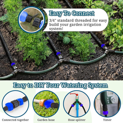 Flat Soaker Hose 50ft 2 Pack for Garden Beds, 50ft 1/2" Linkable Consistent Drip Irrigation Hose Save 80% Water, Leakproof Heavy Duty Double Layer Sprinkler Hose Black