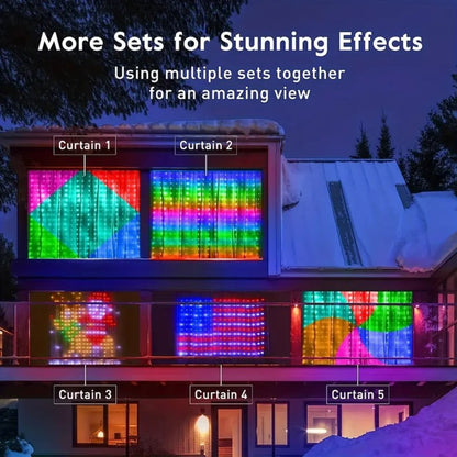 Merryhome RGB Curtain Lights 1m x 1m, App Controlled Music Sync LED String Lights, Waterproof Indoor Outdoor Decor for Bedroom Party Wedding Halloween Christmas Yard, Gift Box Included