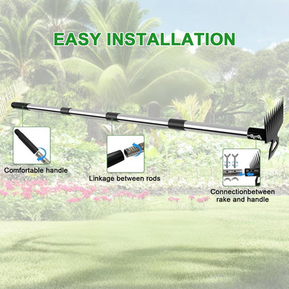 Merryhome 60″ Long‑Handle Weed Puller Tool – 11‑Teeth Steel Head Garden Weeding Tool & Lawn Dandelion Remover for Yard, Patio, Outdoor Use
