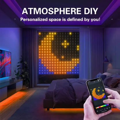 Merryhome Rgb Curtain Light 5.24x5.24ft, 256 Led Smart String Lights, Usb Powered, App & Remote Controlled, Wall Decor for Bedroom, Outdoor Holiday Christmas Gift