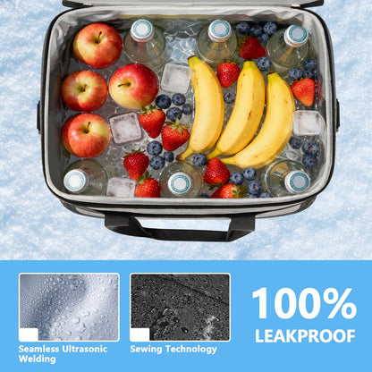 Merryhome 45‑Can Collapsible Soft Cooler Bag – 29 Qt Leak‑Proof Insulated Ice Chest for Camping, Beach, Road Trip, Picnic & Grocery Travel Bag (Gray)