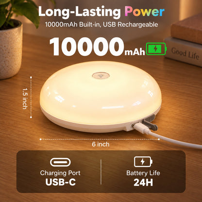 Henotian Rechargeable Shower Light, 10000mAh Wireless Ceiling Lamp, 300LM IP54 Water Resistant, 12 Rgb Colors, Remote and Touch Control, Magnetic Mount for Bathroom, Bedroom, Closet