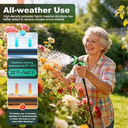 Garden Hose 50FT Non-Expandable Lightweight Water Hose with 10-Function Spray Nozzle, Kink-Free Leak-Proof Hose for Yard Lawn Garden Car Wash
