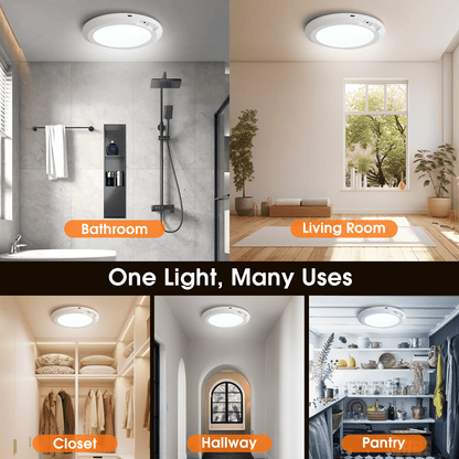 Merryhome Motion Sensor LED Ceiling Light 7 inch, Rechargeable Wireless Magnetic Light with Remote Control, Battery Operated for Closet Hallway, 2 Pack