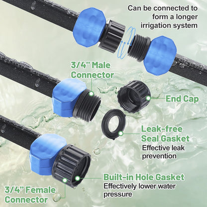 Flat Soaker Hose 25ft 2 Pack for Garden Beds, 25ft 1/2" Linkable Consistent Drip Irrigation Hose Save 80% Water, Leakproof Heavy Duty Double Layer Sprinkler Hose Black