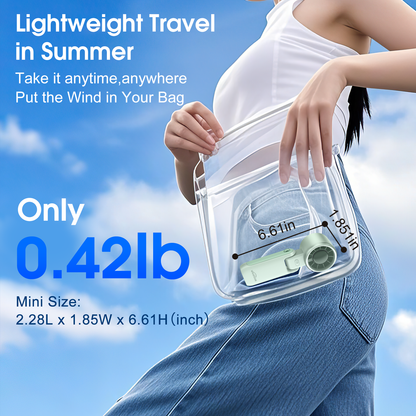 Portable Handheld Turbo Fan, 5 Gear Wind Hand Fan, Battery Personal Fans Portable Rechargeable, 12 Hours Pocket Fan, 3 IN 1 Hand Held Fan, Portable Fan for Travel/Outdoor/Indoor(Green)