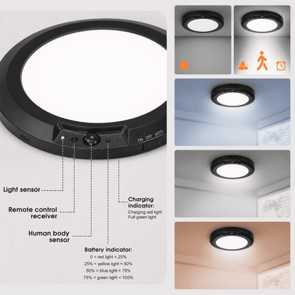 Merryhome Rechargeable Ceiling Light with Remote, 7 Inch Motion Sensor Ceiling Light, Wireless Indoor Light for Closet, Hallway, Stairway, Bathroom