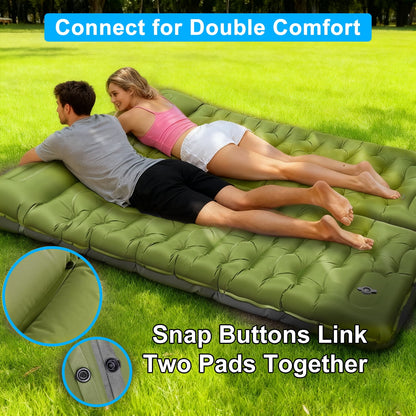 Sleeping Pad for Camping,6" Thick Inflatable Air Mattress with Built-in Foot Pump Pillow, Ultralight Self-Inflating Mat for Tent & Hiking
