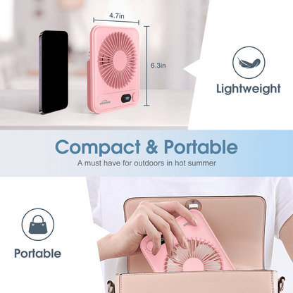 Desk Fan Battery Operated, Portable USB Rechargeable Fan, 5000 mAh 180° Quiet Personal Fan With Power Display, 100 Speeds Adjustable Table Fan for Desktop, Home, Travel
