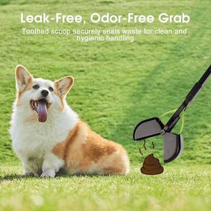 Foldable Dog Pooper Scooper, 23" Long Handle, Leak-Proof & Compact Pet Waste Picker, Plastic, Green – For Large & Small Dogs, Grass or Yard Use