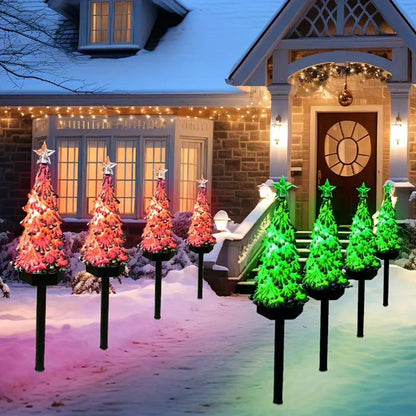 Merryhome 1PC Solar-Powered Christmas Tree Lawn Light, Outdoor Ground-Mounted Light, Festive Patio Light, Suitable For Backyard And Front Yard Christmas Decorations, Moving Gift Deliveries, And Other Occasions