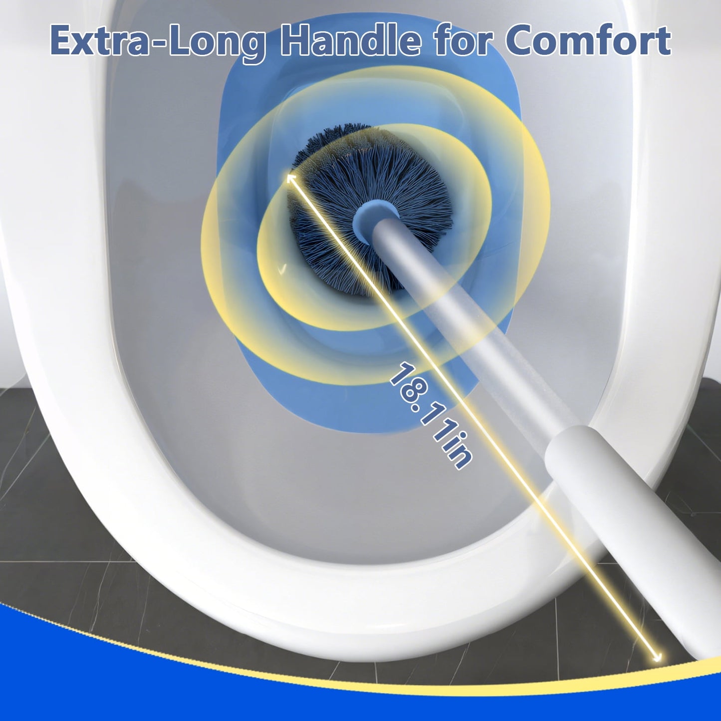 Toilet Brush with Holder – Wall Mounted Self-Closing Set with Long Handle & Silicone Bristles for Bathroom Cleaning