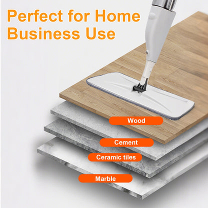 Spray Mop with 14 oz Refillable Bottle & 4 Washable Microfiber Pads – Lightweight Flat Floor Cleaner for Wood, Tile, Laminate (Gray, 1 Pack)