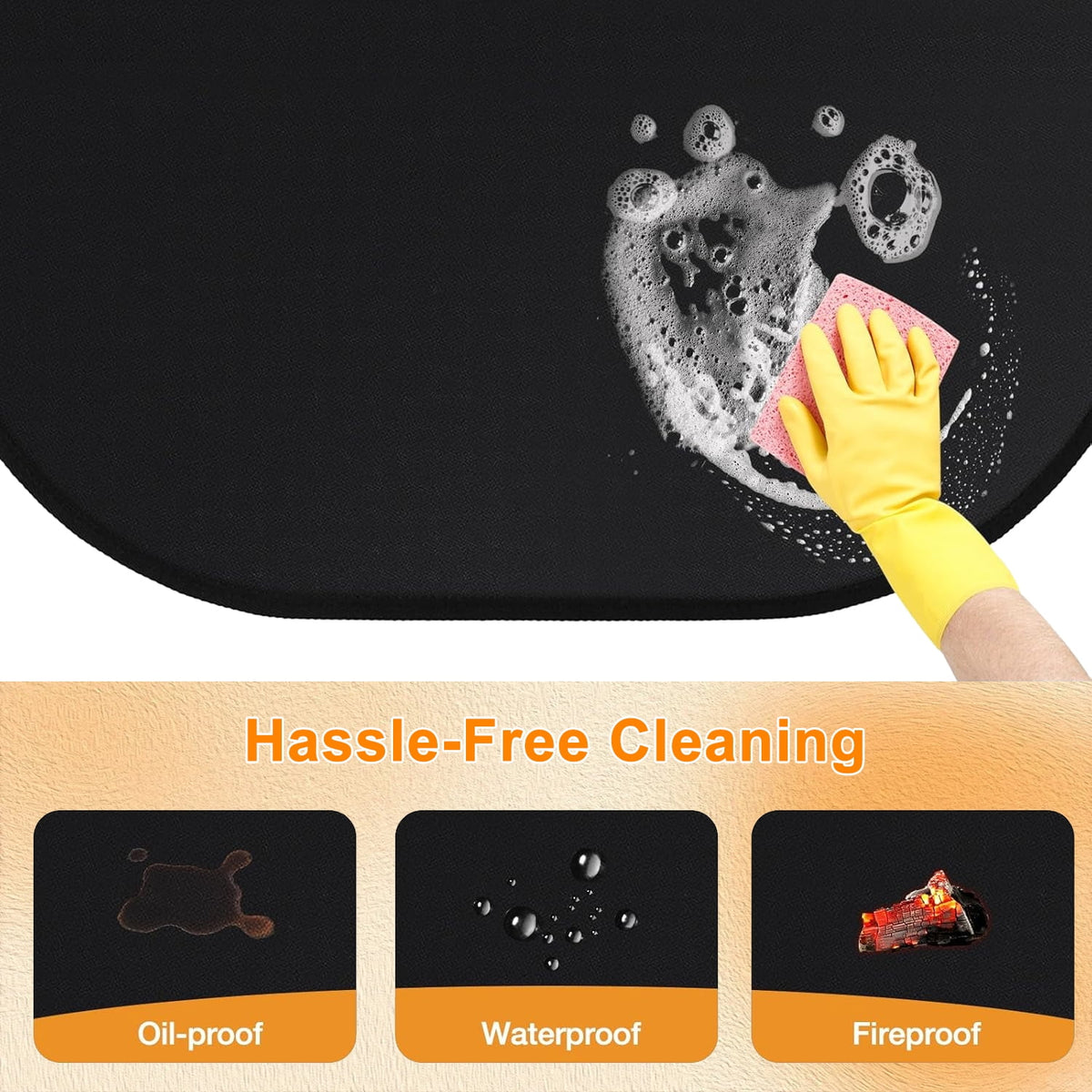 Henotian Fireproof Fireplace Mat 65x48 in Fire Resistant Hearth Rug for Wood Stove, Protect Floors Carpets Decks from Sparks Ashes and Heat