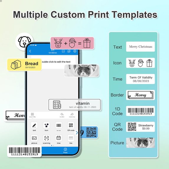 Small Label Maker – Portable Bluetooth Label Maker Machine with Inkless Printing, Multiple Templates, Waterproof Labels for Home, Office, School Organization