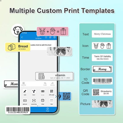 Small Label Maker – Portable Bluetooth Label Maker Machine with Inkless Printing, Multiple Templates, Waterproof Labels for Home, Office, School Organization