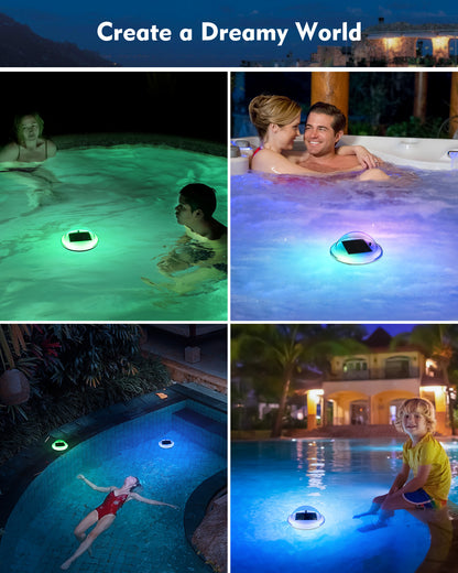 Underwater Pool Light Battery, Rechargeable Colour Changing Whirlpool Lights Underwater, Floating Lights, Floating Spa Lights with Suction Cups, Iron Plate, Bath Light