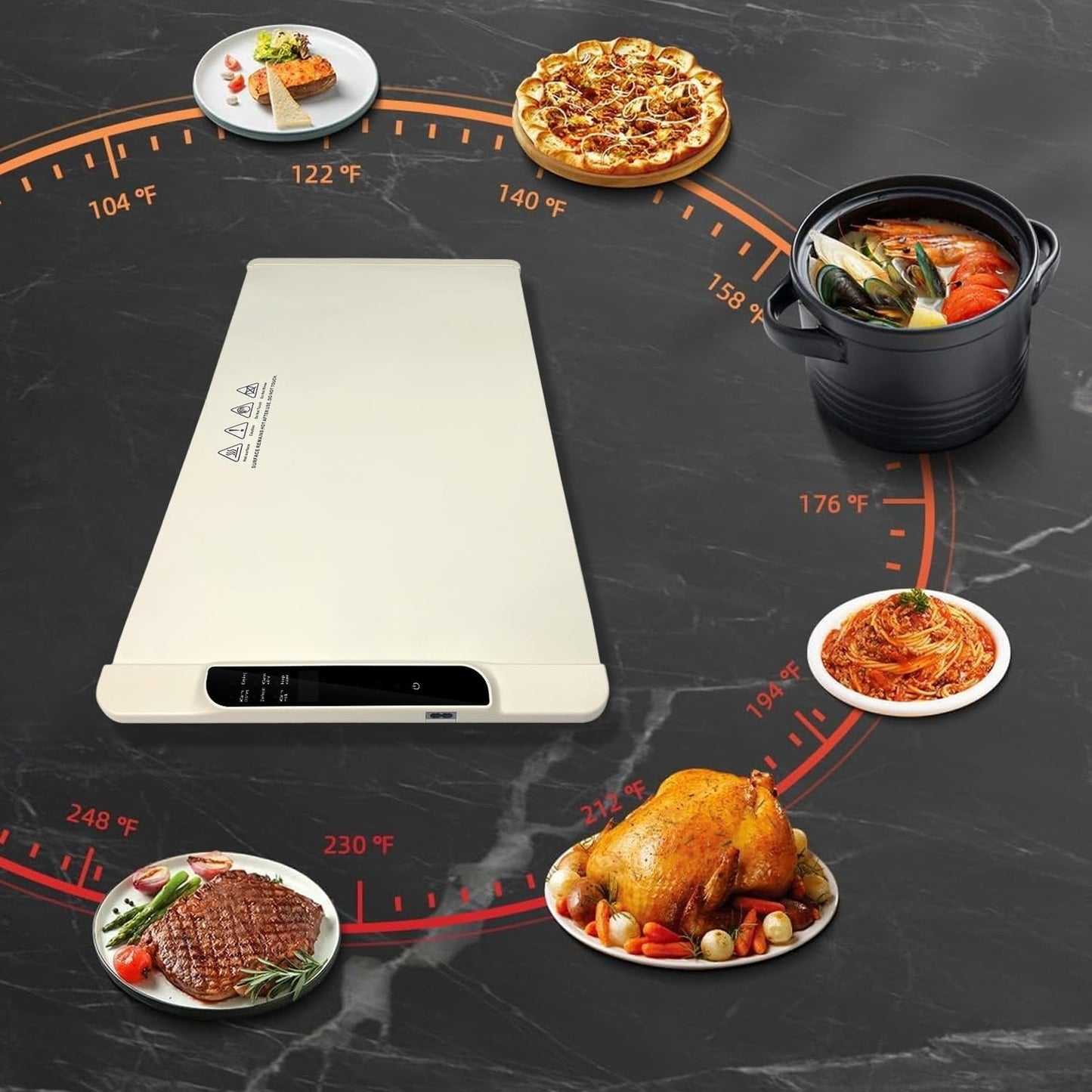 Food Warming Mat - Fast Heating Silicone Electric Warming Tray with 10 Level Temperature, Raised Feet Protects Table, Roll Up Buffet Hot Plates Heat Pad, Portable Food Warmer for Parties Home Travel