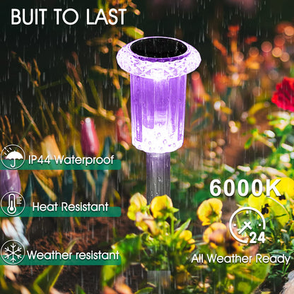 10 Pack Outdoor Solar Lights Solar Path Lights LED Waterproof Stainless Steel Driveway Lighting for Outdoor, Yard, Walkway, Sidewalk, Garden, Lawn (Colorful)