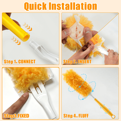 30 Pack Duster Refills with Handle, Disposable Microfiber Duster Refills, Heavy Duty Electrostatic Dust Cleaner for Furniture, Blinds, Ceiling Fan and Corners