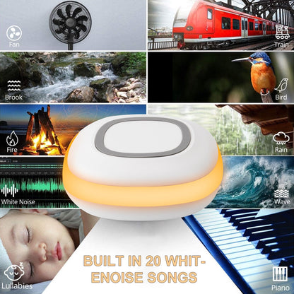 White Noise Sound Machine Portable - 20 Soothing Sounds Timer Adjustable Volume with Soft Night Light for Adult Sleep, Home or Travel Use