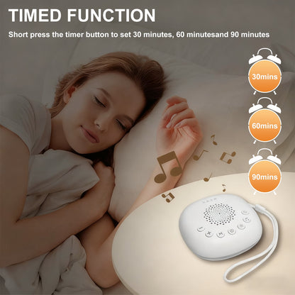 White Noise Sound Machine Portable - 20 Soothing Sounds Timer Adjustable Volume with Soft Night Light for Adult Sleep, Home or Travel Use