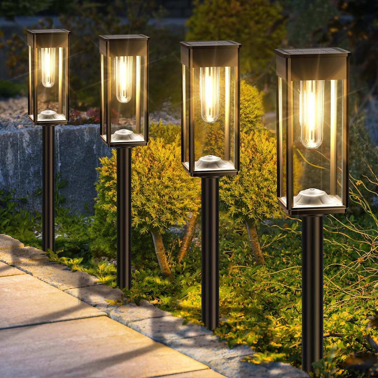 Kidsjoy Solar Pathway Lights Outdoor, 8 Pack Bright Solar Lights Outdoor,IP65 Waterproof Solar Garden Lights Solar Powered Landscape Lighting for Yard Patio Walkway Driveway Pathway (Warm White)