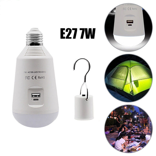 Emergency Light Rechargeable Tent Lamp Hiking Backpacking Night E27 Bulb Portable Cordless Hanging Lantern Lighting