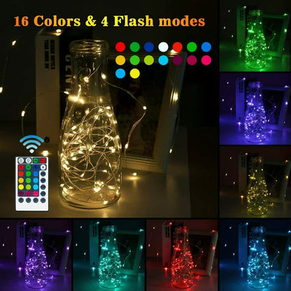 WHATOOK Fairy Lights, String Lights Battery Operated & USB Plug-in 39ft 120 LED 16 Color Changing with Remote Timer, Waterproof 3AA Battery and USB Powered LED Twinkle Lights