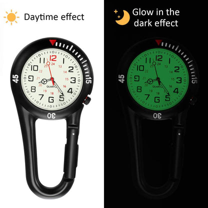 Clip on Quartz Digital Watch, Backpack Fob Belt Watch, Pocket Watch, Unisex, Glow in The Dark for Doctors Nurses Chefs Hiking or Climbing(Black)