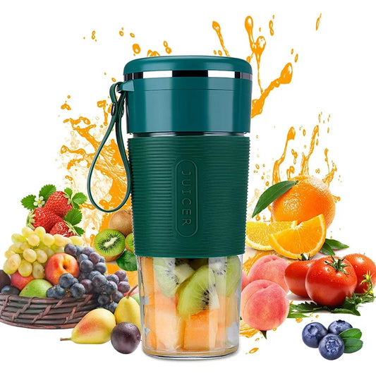HOOFUN Portable Blender Portable Juicer, Personal Size Blender Smoothies and Shakes, 6 Blade Blender, Travel Juicer, USB Charging Portable Juicer (300ML) Handheld Blender Sports Travel and Home