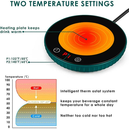 Coffee Mug Warmer, Smart Cup Warmer for Desk Auto Shut off & Timing, Electric Beverage Warmer with 2 Temperature Settings, Wireless Warmer Heating Plate for Tea, Water, Cocoa, Milk