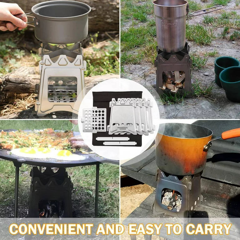 Camping Stove, Backpacking Stove, Portable Survival stove, Wood Burning Stove, Stainless Steel Solo Stove for Outdoor Survival Picnic BBQ Hiking