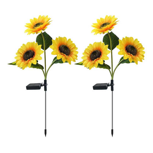 WHATOOK 2 Pack Solar Outdoor Lights Automatic Charging Solar Garden Lights, IP65 Waterproof Lamp, Large Realistic Sunflower Lighting for Courtyard, Front Yard, Patio, Balcony, Entryway