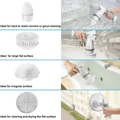 Electric Spin Scrubber, 350 r/min Bathroom Scrubber Rechargeable Shower Scrubber for Cleaning Tub, Tile, Floor, Sink, Window, Cordless with 4 Replaceable Cleaning Brush Heads