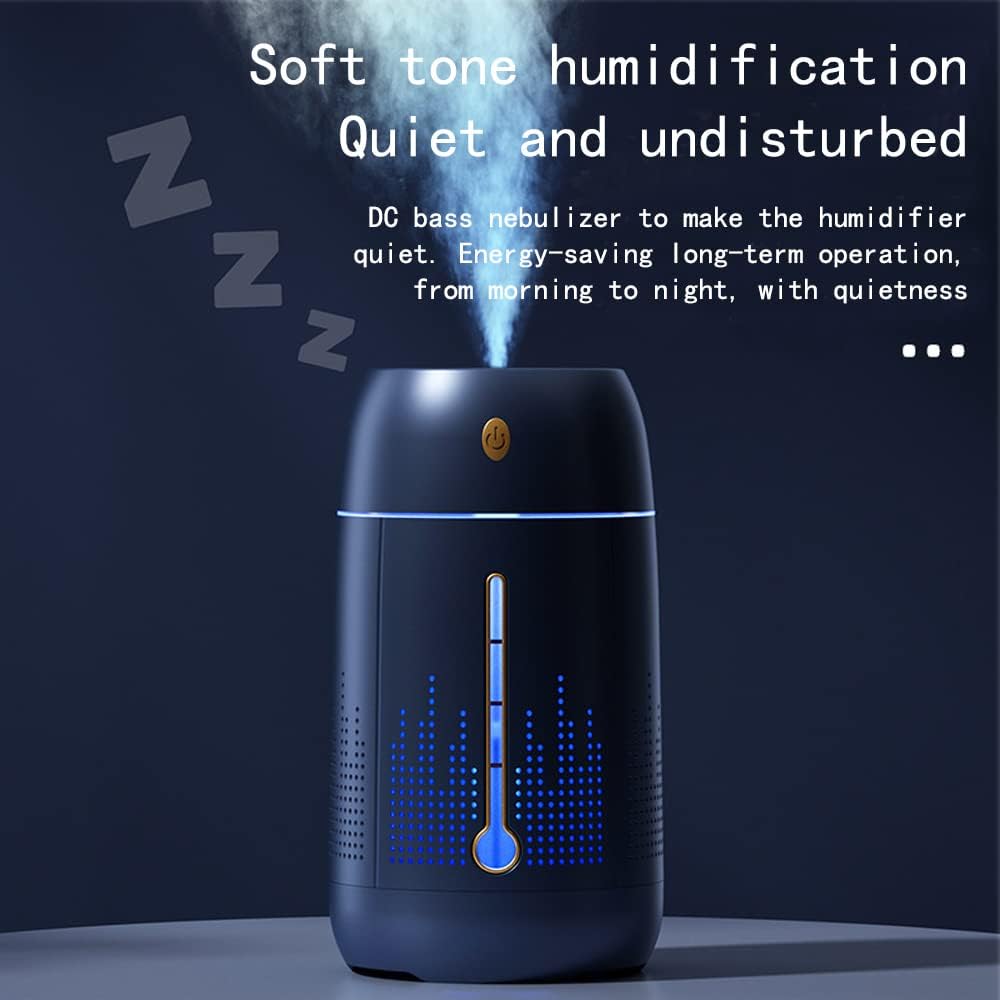 Humidifier for Room, Bass Home Humidifier, Essential Oil Diffuser with 7 Colors Night Light, Easy Clean, 1.2L Large Capacity Air Humidifier for Bedroom, Desk and Office Blue