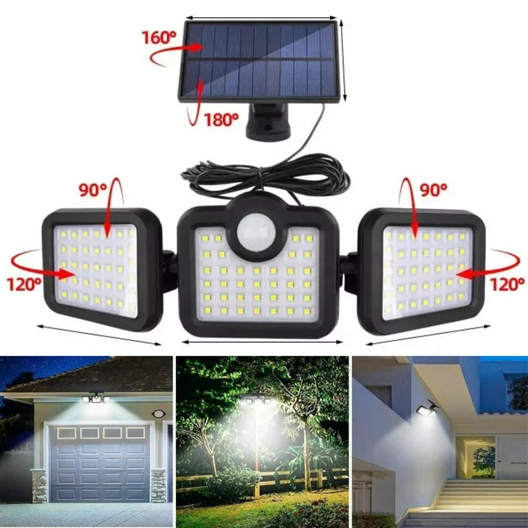 WHATOOK 2 Pack Solar Lights Outdoor Bionic Floodlight Max, Motion Activated, High Intensity LED, LED Wireless Solar Motion Sensor Lights Outdoor, 3 Heads 540° Wide Angle with 3 Lighting