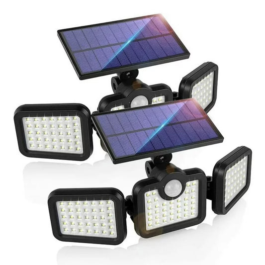 WHATOOK 2 Pack Solar Lights Outdoor Bionic Floodlight Max, Motion Activated, High Intensity LED, LED Wireless Solar Motion Sensor Lights Outdoor, 3 Heads 540° Wide Angle with 3 Lighting