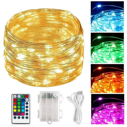 WHATOOK Fairy Lights, String Lights Battery Operated & USB Plug-in 39ft 120 LED 16 Color Changing with Remote Timer, Waterproof 3AA Battery and USB Powered LED Twinkle Lights