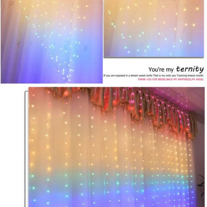 WHATOOK 300 LED Curtain String Lights,8 Modes Fairy Lights with Remote,9.8x9.8ft Multicolor Plug-in Starry Christmas Light,Icicle Light,Indoor/Outdoor Wall Decorations for Room/Garden/Wedding/Party