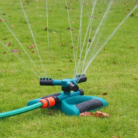 Garden Sprinklers, Water Sprinkler Automatic 360 Degree Rotating Irrigation System for Lawn Yard and Large Coverage Area Oscillating Hose (Green)