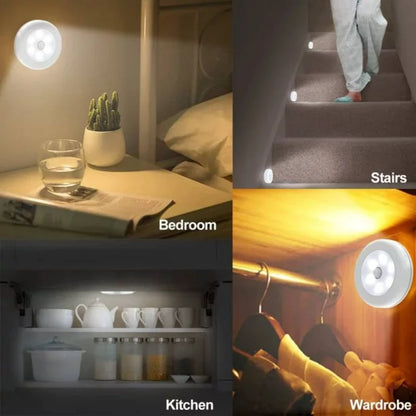 WHATOOK 6pcs Motion Sensor Light, Cordless Battery-Powered LED Closet Light, Stick on Anywhere LED Cabinet Lights, Auto on/off Wireless Night Light for Stair Bedroom Kitchen, White