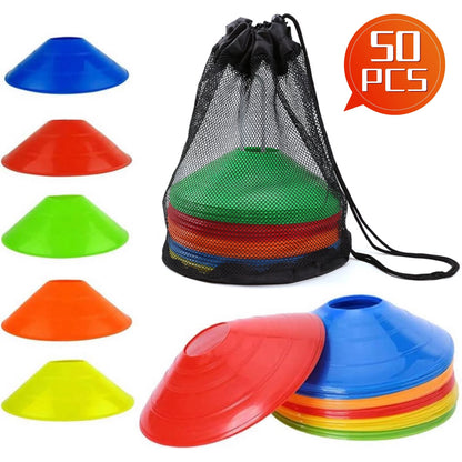 50Pcs Soccer Cones Sports Cones for Drills, Disc Cones, Mark Disc, Agility Soccer Cones with Carry Bag and Holder for Sports Training, Football, Basketball, Coaching, Field Cone Markers