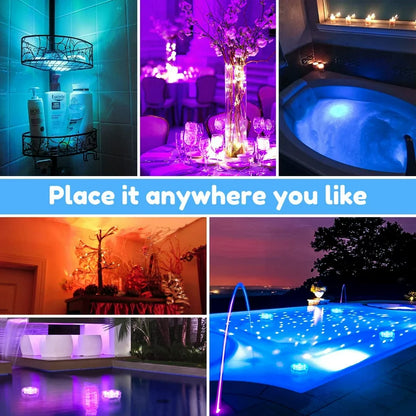 Kidsjoy LED Underwater Submersible Pool Lights, Waterproof Halloween Pond Lights with Remote Control for Bathtub Fountain Home Party Vase Waterfall Fish Tank Decoration, Colors Changing(4 Packs)