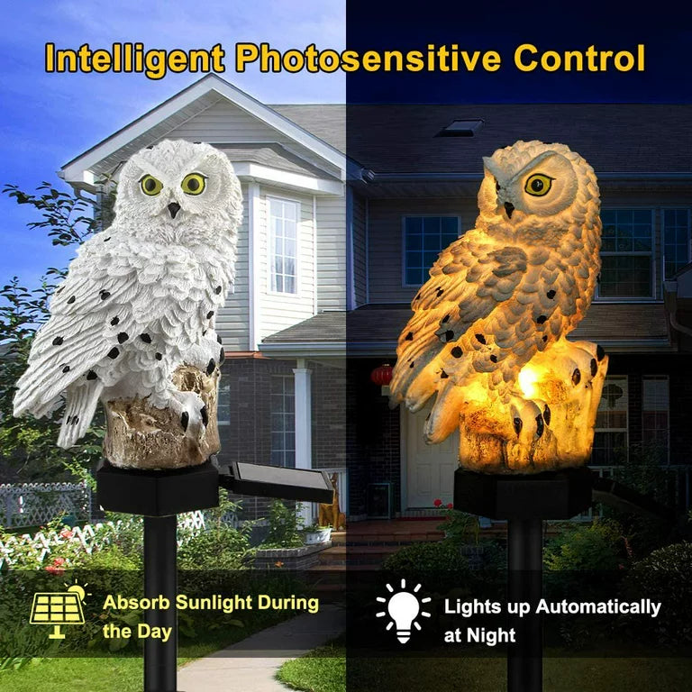 Garden Solar Lights Outdoor Decorative Resin Owl Solar LED Lights with Stake for Garden Lawn Pathway Yard Decortions